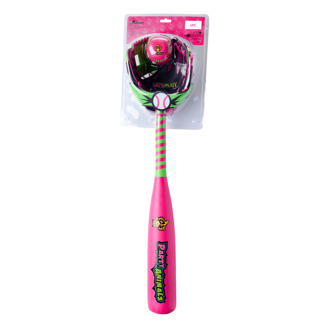 Wilson Party Animals A200 10 inch glove ball bat kit complete set