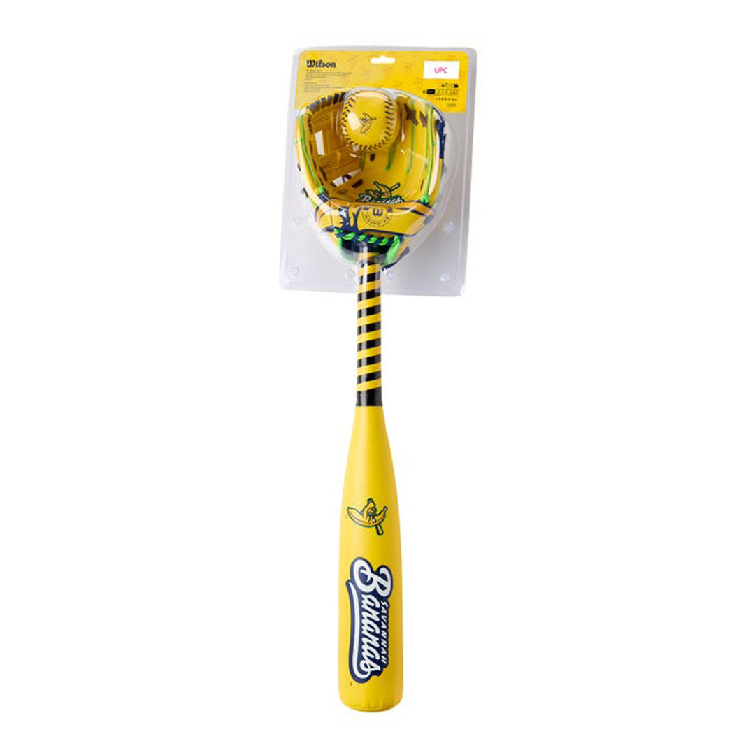 Wilson Savannah Bananas A200 10 inch glove ball and bat kit packaged set