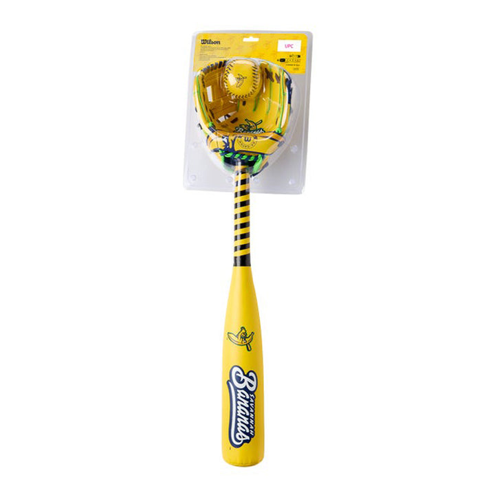Wilson Savannah Bananas A200 10 inch glove ball and bat kit packaged set