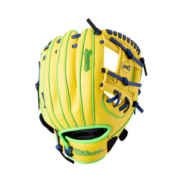Wilson Savannah Bananas A200 youth baseball glove close-up
