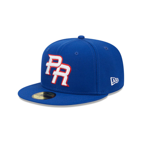 New Era 59FIFTY Puerto Rico World Baseball Classic Khaki Royal Blue Fitted Hat Khaki Royal Blue