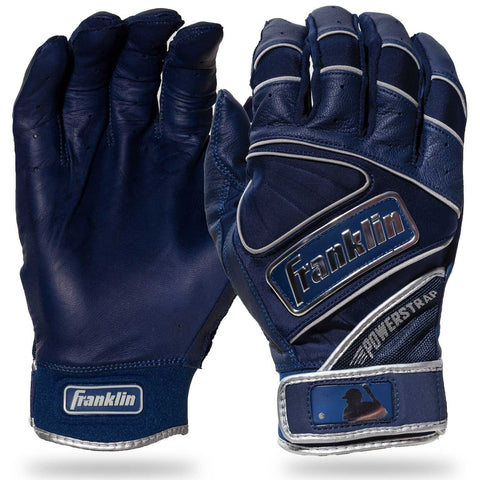 Franklin Adult Power Strap Navy Blue/Chrome Batting Gloves