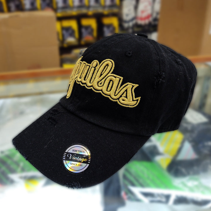 Aguilas Cibaeñas Embroidered Vintage Black/Metallic Gold Aguilas Hat2