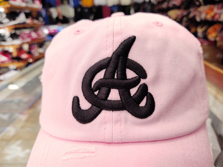 Aguilas_Cibae_as_Embroidered_Vintage_Pink_Black_logo_Hat-1