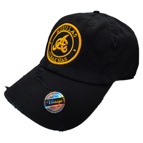 Aguilas Cibaeñas Embroidered Vintage Black Round-Logo Hat