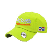 De lo mio embroidered  Logo Vintage Hats (Neon Lime-Full Color)