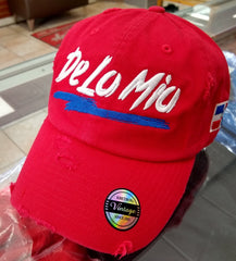 De lo mio embroidered  Logo Vintage Hat (Red / Full Color)1