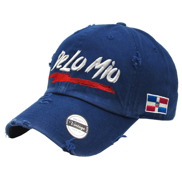 De lo mio embroidered  Logo Vintage Hats (Navy - Full Color)