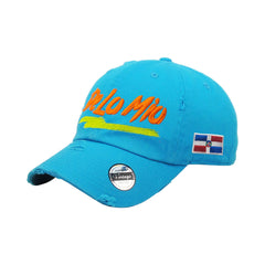 De lo mio embroidered  Logo Vintage Hats (Neon Blue - Full Color)