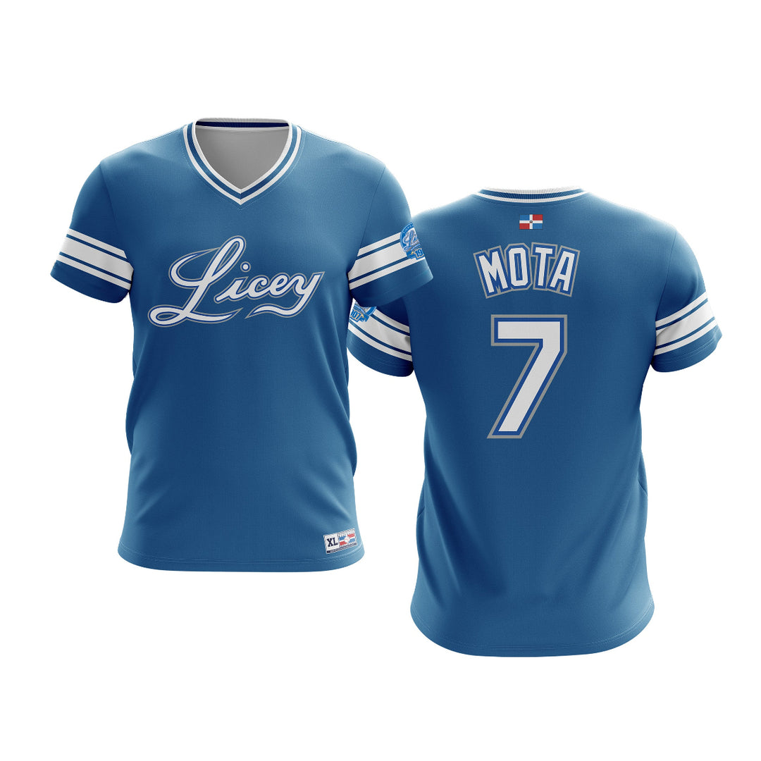 Dominican Hall of Fame Tigres del Licey Jersey Royal Blue - Mota 7