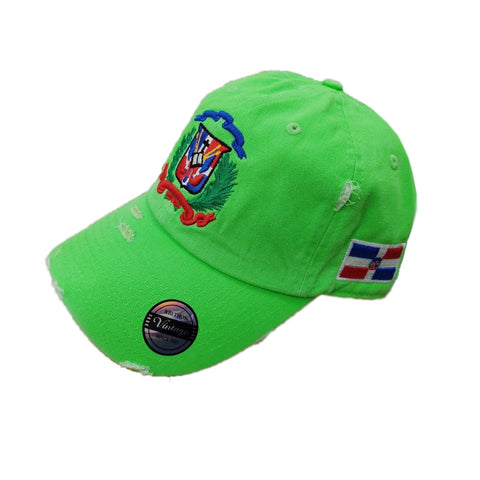 Vintage Adjustable Dominican Shield Neon Green Hat