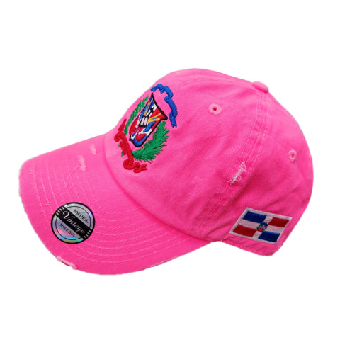 Vintage Adjustable Dominican Shield Neon Pink Hats