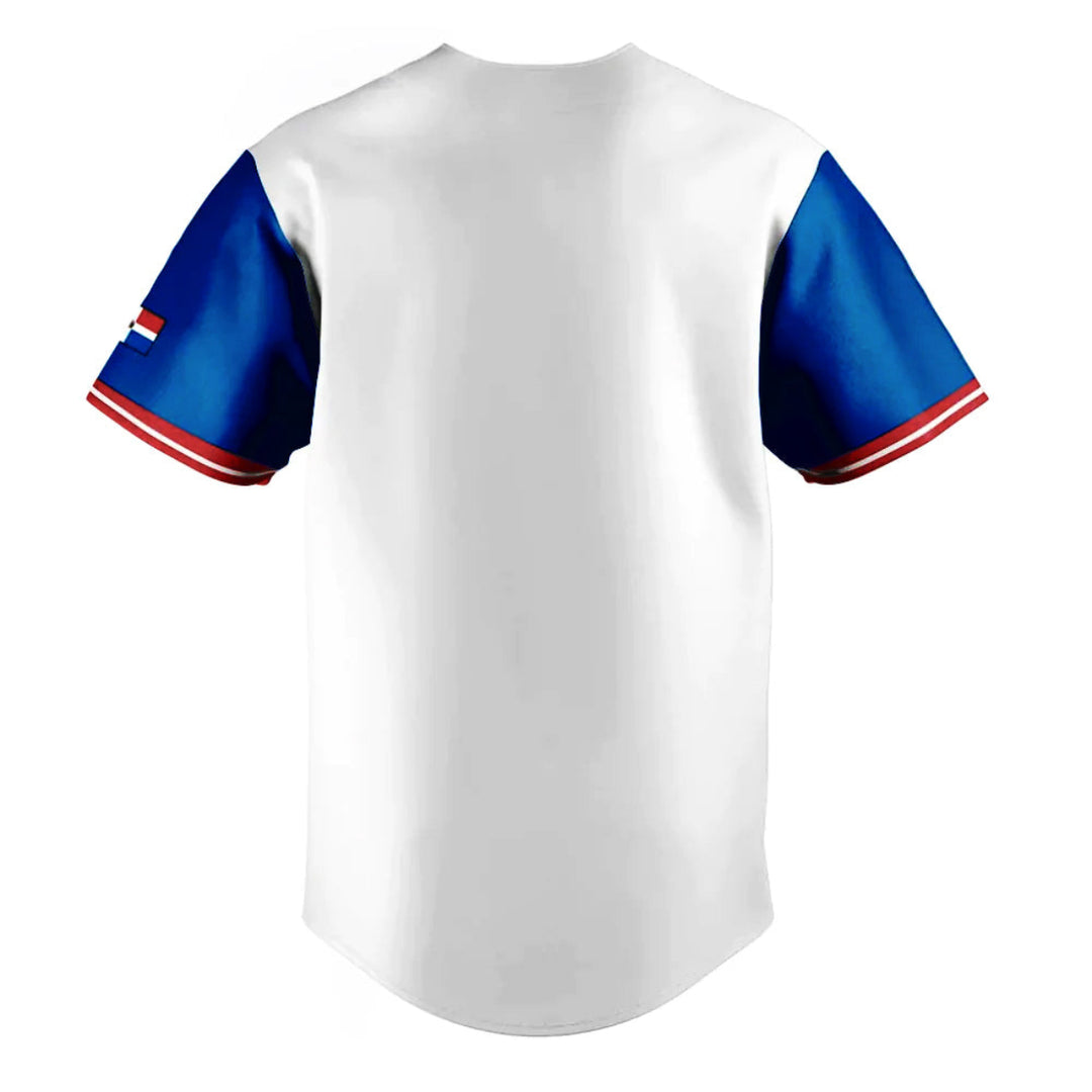 Dominicana Full Button Sublimated Jersey - White / Royal1