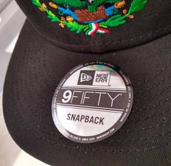 Embroidered Shield and flag SnapBack Mexico Black Hat1