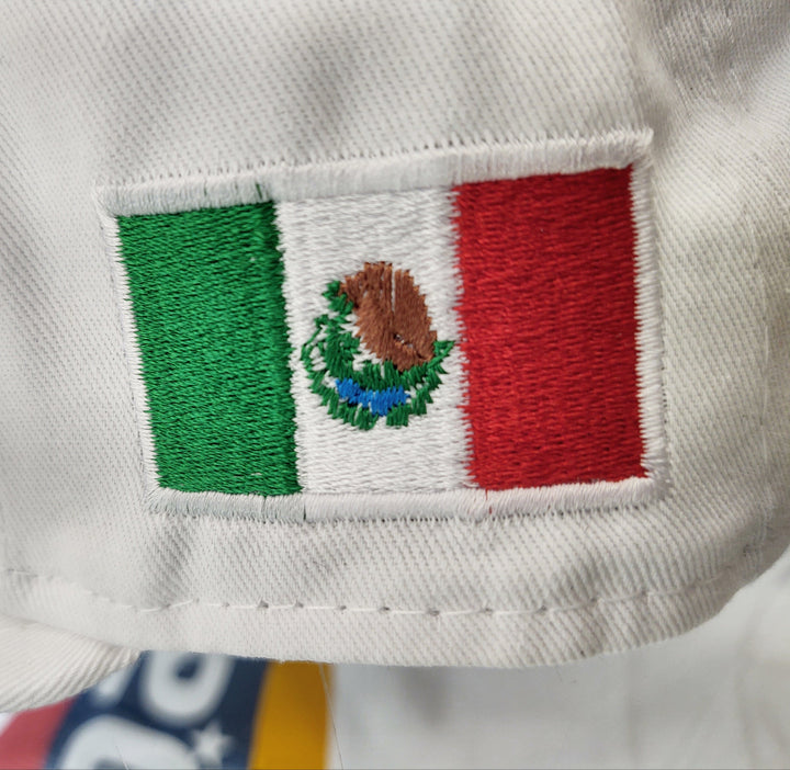 Embroidered Shield and flag SnapBack Mexico New Era White Hat4