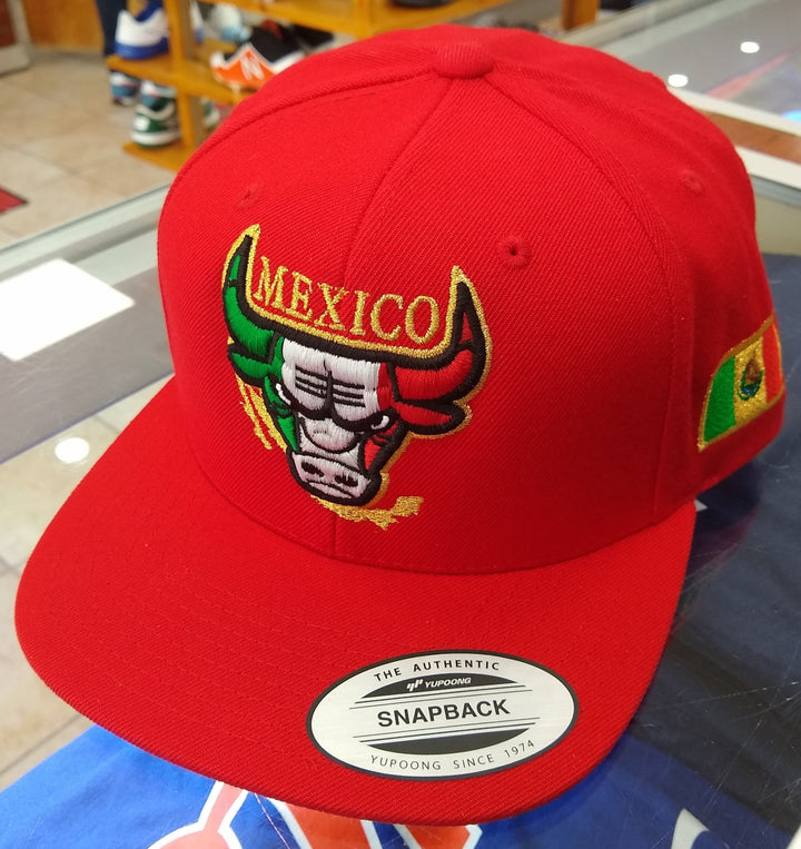 Embroidered SnapBack Mexican Bull logo Red Hat1