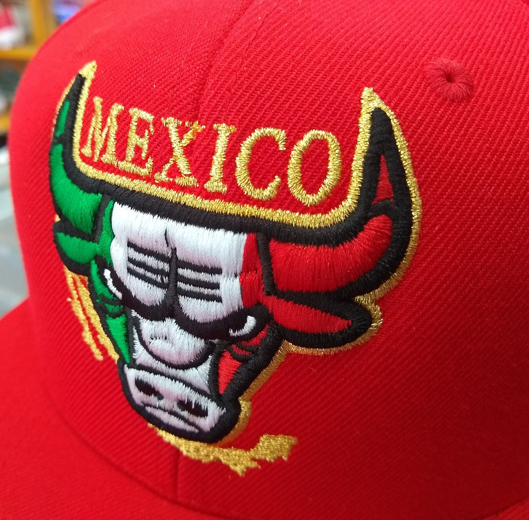 Embroidered SnapBack Mexican Bull logo Red Hat2