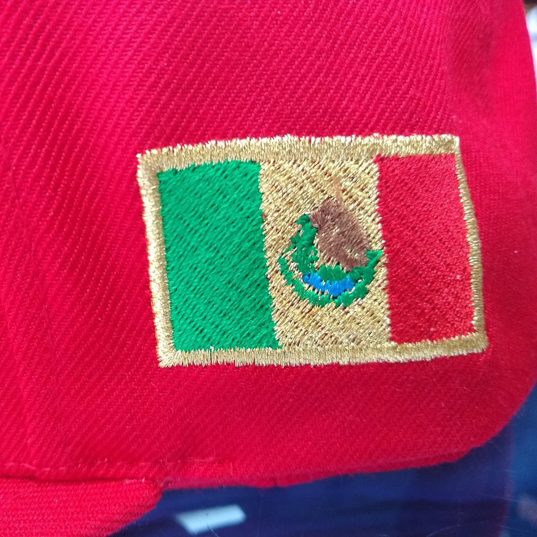 Embroidered SnapBack Mexican Bull logo Red Hat3