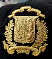 Escudo Republica Dominicana - Dominican Shield Black / Metallic Gold Color Dad Hat1