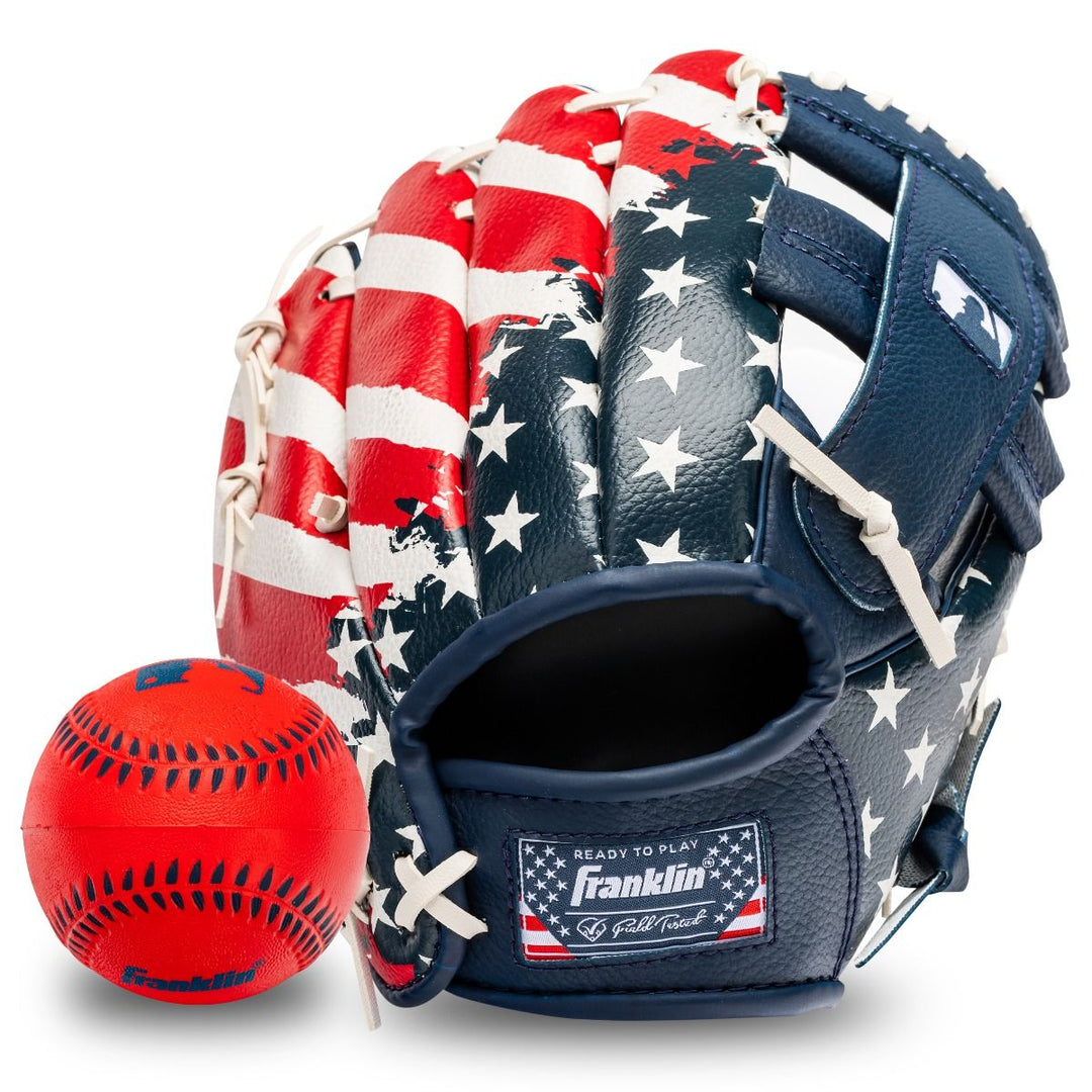FRANKLIN MLB RTP USA T-BALL FIELDING GLOVE YOUTH 22900-9.5"