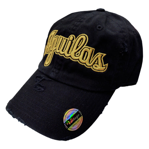 Aguilas Cibaeñas Embroidered Vintage Black/Metallic Gold Aguilas Hat