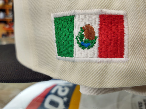 Embroidered Shield and flag SnapBack Mexico New Era WHITE hat – Peligro  Sports