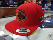 Embroidered Shield and flag SnapBack Mexico RED hat