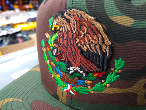 Embroidered Shield and flag SnapBack Mexico Camouflage hat