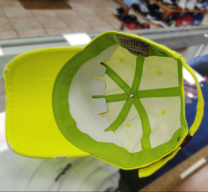 Mexico Vintage Hats With Mexican Flag and Shield Neon Lime Hat3