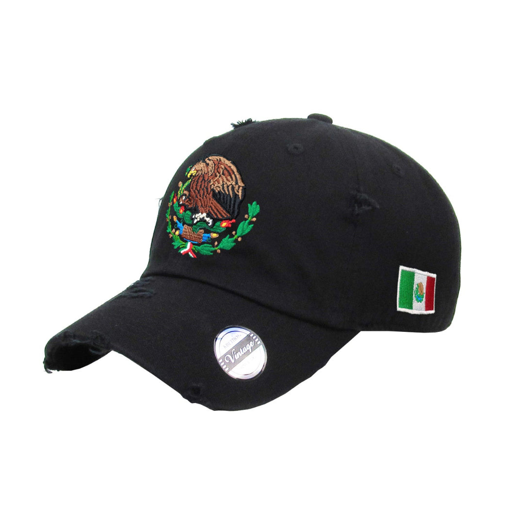 Mexico Vintage hats with Mexican Flag and Shield-Black