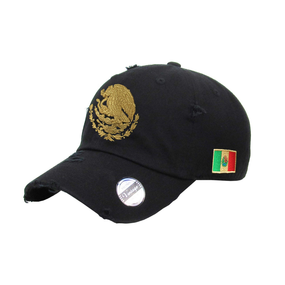 Mexico Vintage hats with Mexican Flag and Shield-Black1