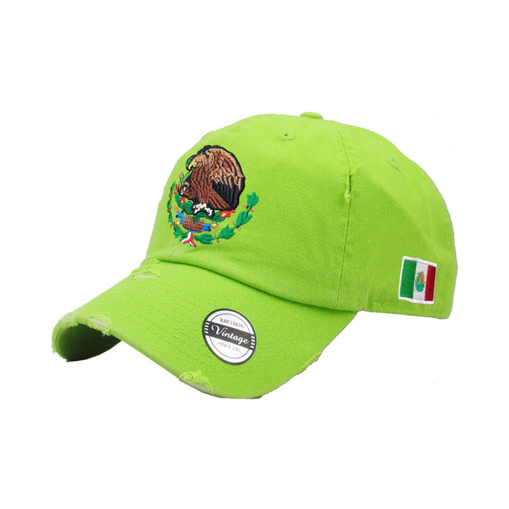 Mexico Vintage hats with Mexican Flag and Shield-Lime