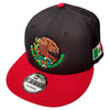 Embroidered Shield and flag SnapBack Mexico BLACK-RED hat