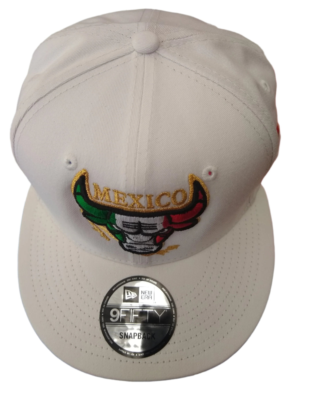 New Era Embroidered SnapBack Mexican Bull logo White Hat5