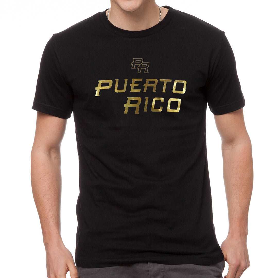 Puerto Rico PR Unisex T-Shirts_BlackMetallicGold1