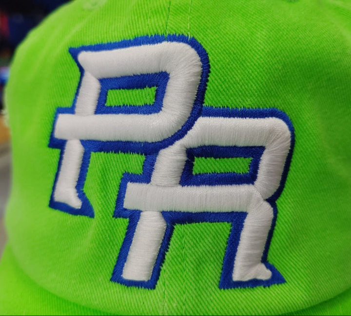 Puerto Rico Vintage Neon Green Hat PR Logo1