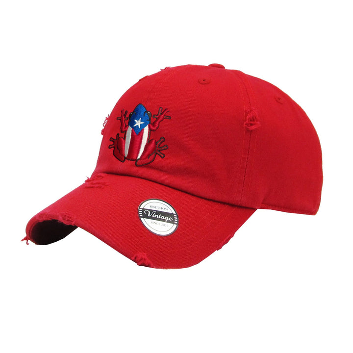 Puerto Rico Vintage hat with Coqui Logo_Red