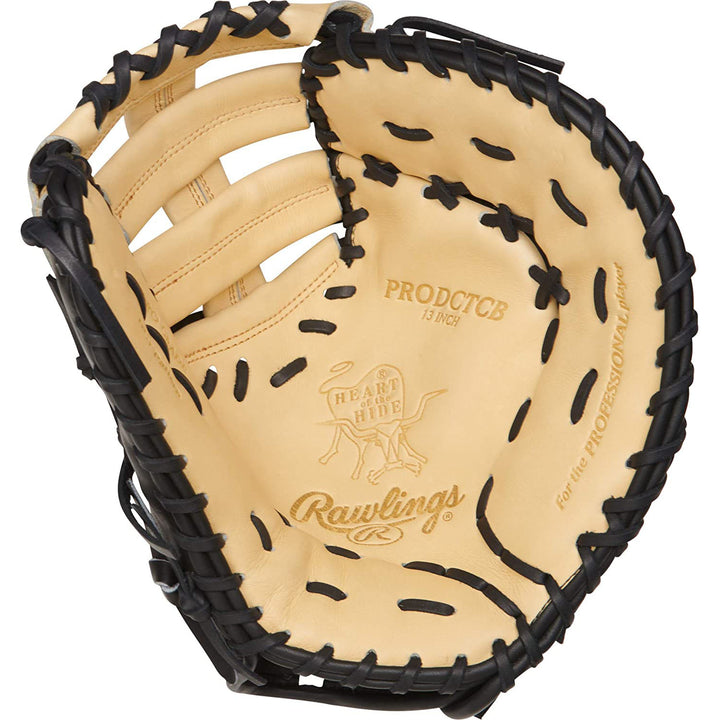 Rawlings Heart of the Hide 13” First Base Mitt | Single-Post Double-Bar Web | Camel/Black | Pro-Grade Leather