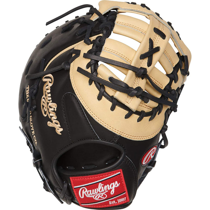 Rawlings Heart of the Hide 13” First Base Mitt | Single-Post Double-Bar Web | Camel/Black | Pro-Grade Leather