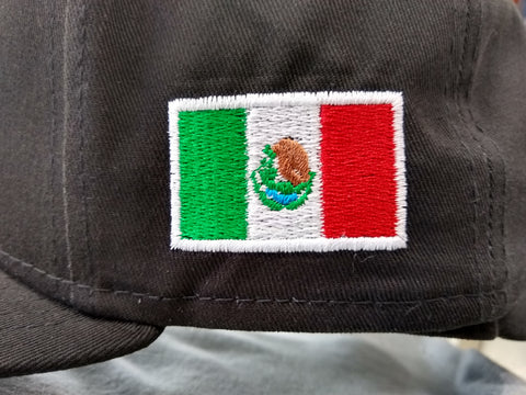 Embroidered Shield and flag SnapBack Mexico BLACK hat