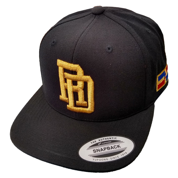Snapbackblackhatconescudodominicanoembroideredmetallicgold