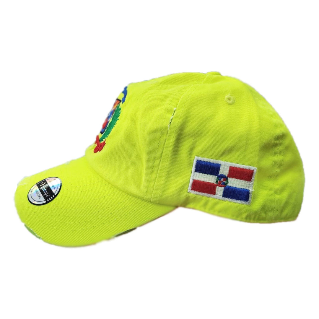 Vintage Adjustable Dominican Shield Neon Lime Hat1