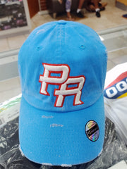 Puerto Rico Vintage Neon Blue hat PR Logo
