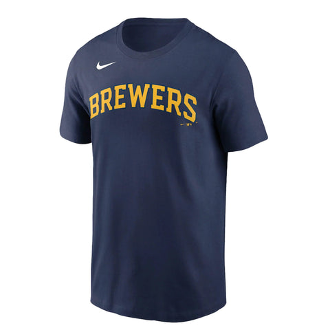 Nike Men's Milwaukee Brewers Navy Blue T-Shirt