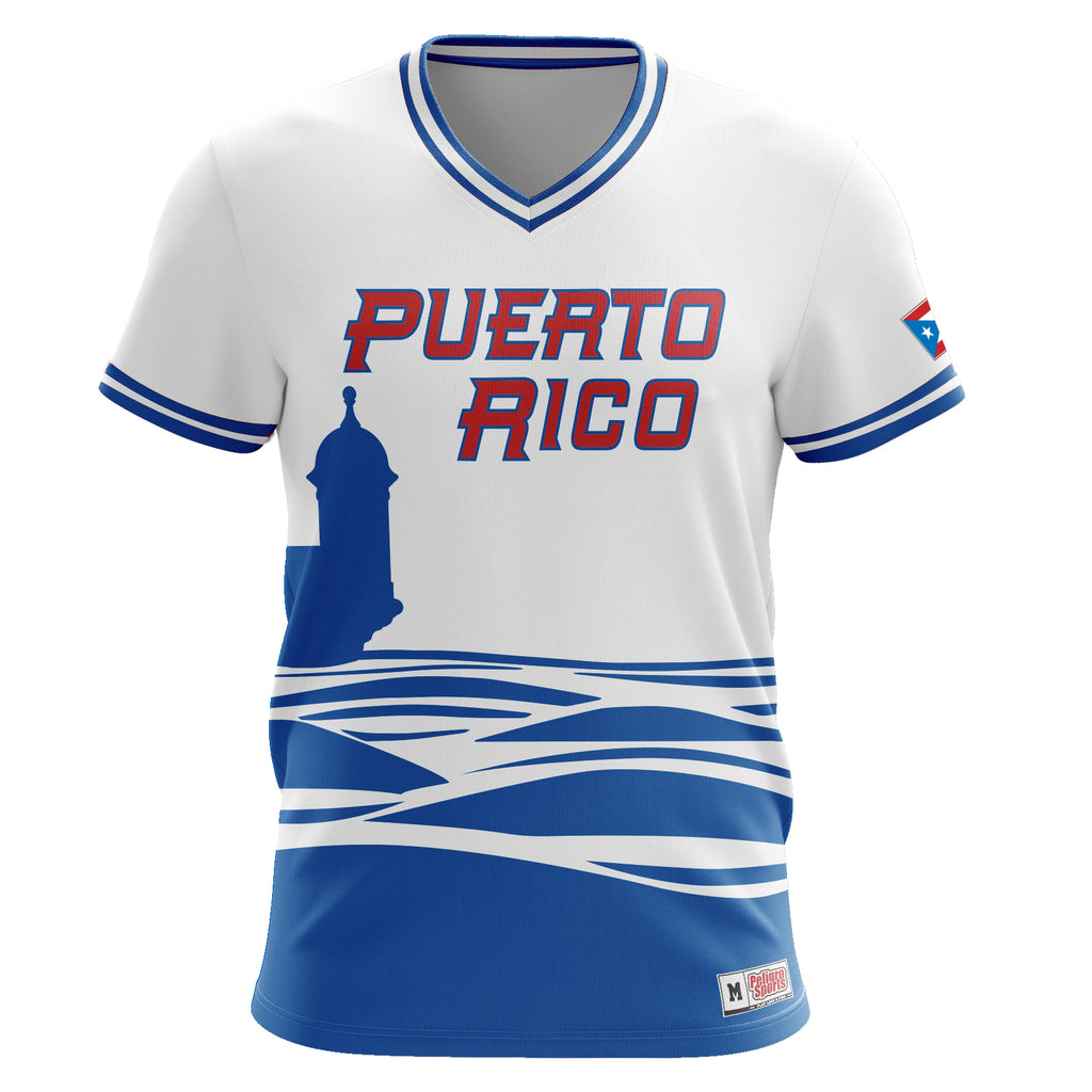  Peligro Sports Dominicana Full Button Sublimated Jersey  (White/Red/Small) : Clothing, Shoes & Jewelry