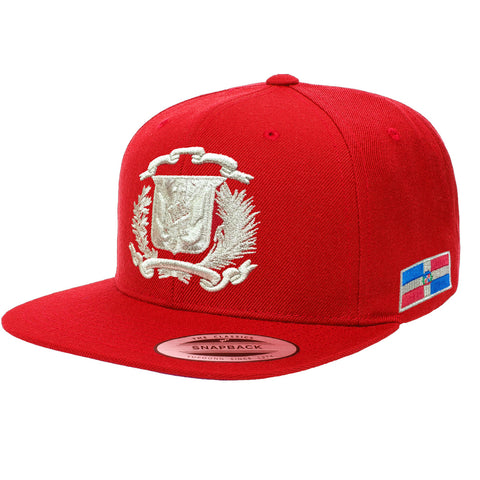 Escudo Republica Dominicana - Dominican Snapback Red-Metallic Silver Hat